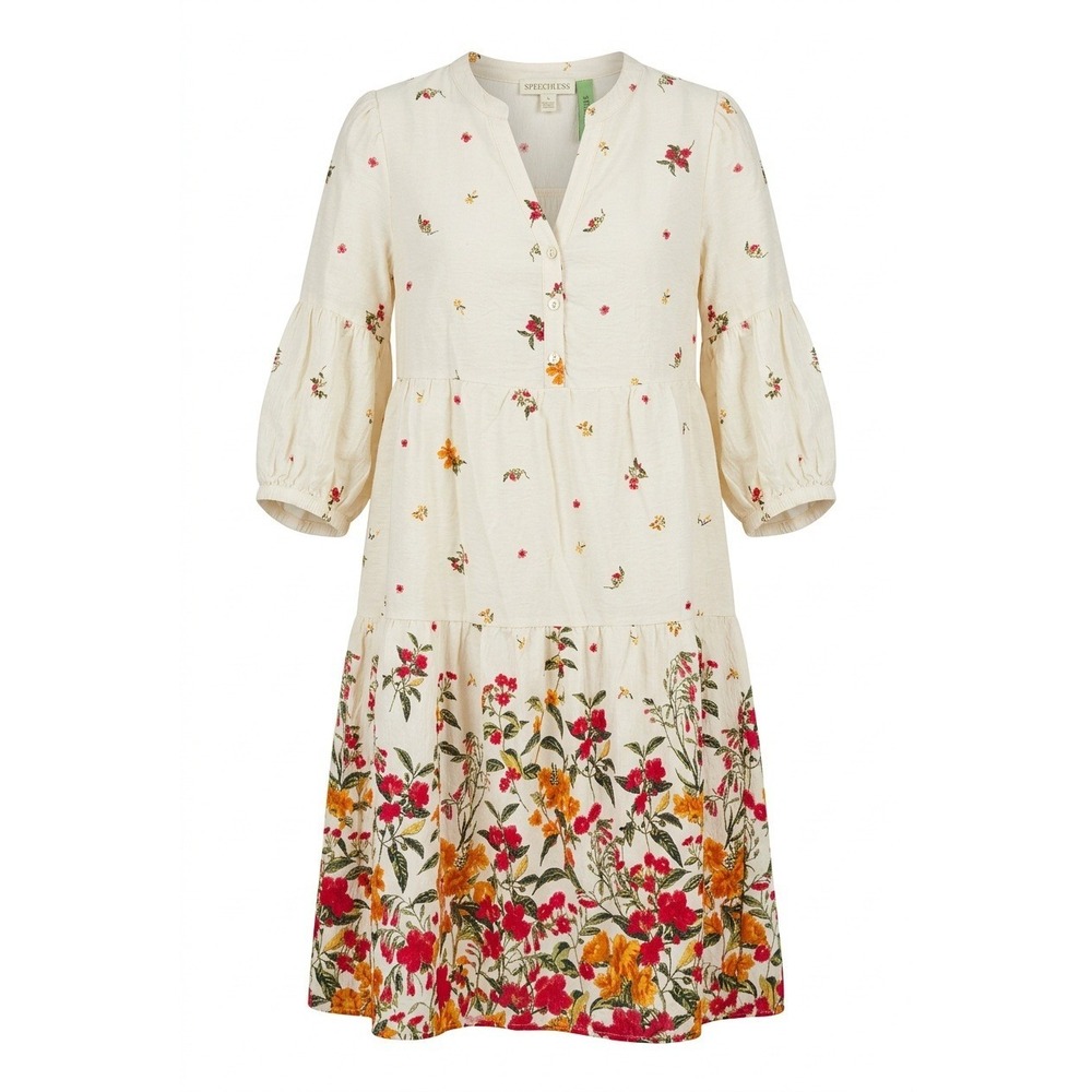 NWT FIGUEROA + FLOWER Anthropologie Dress Women PM White Floral Boho Tiered Midi